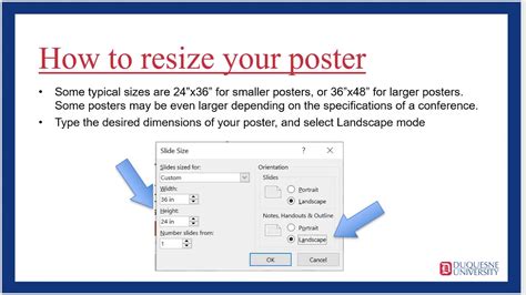 how to set poster dimensions in powerpoint
