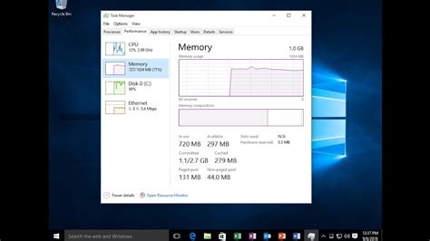 how to set ram usage windows 10