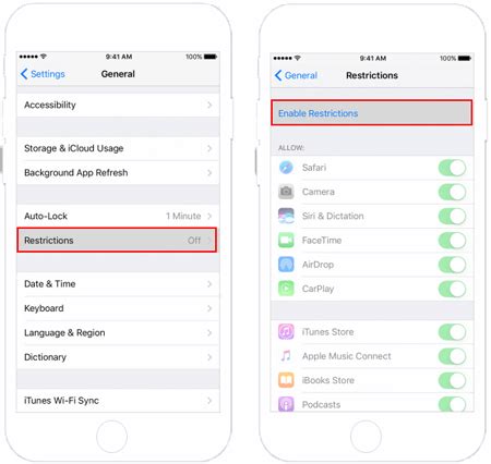 how to set restrictions on iphone