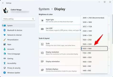 how to set screen resolution in windows 11