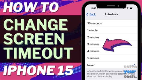 how to set screen timeout on iphone 15