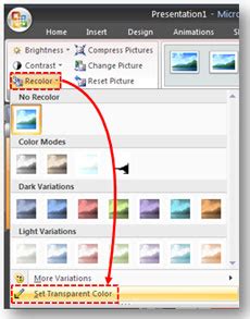 how to set transparent color in powerpoint