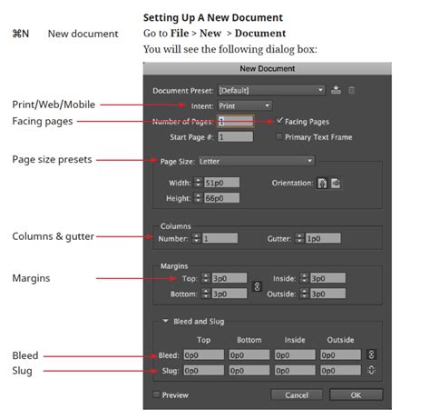 how to set up a book document in indesign