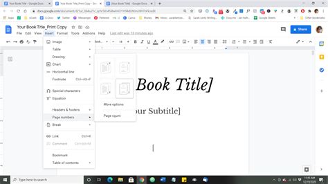 how to set up a book format in google docs