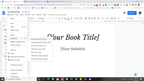 how to set up a book manuscript in google docs