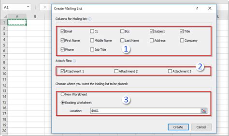 how to set up a mailing list in excel