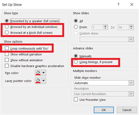 how to set up a powerpoint slideshow to play automatically