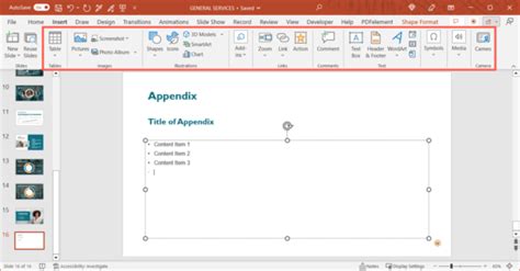 how to set up an appendix in powerpoint
