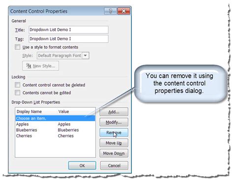 how to set up content control in word