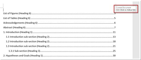 how to set up contents page in word