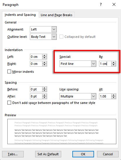how to set up formatting in word