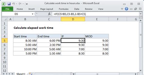 how to set up hours worked in excel