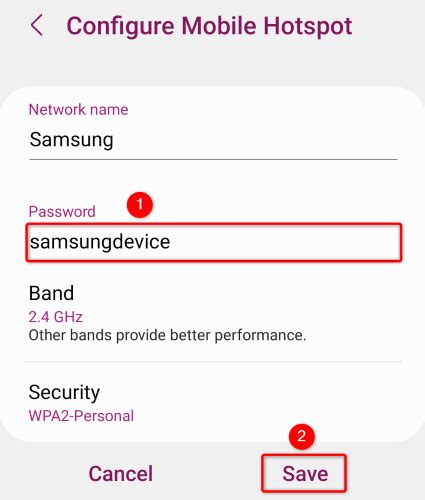 how to set up mobile hotspot password on android