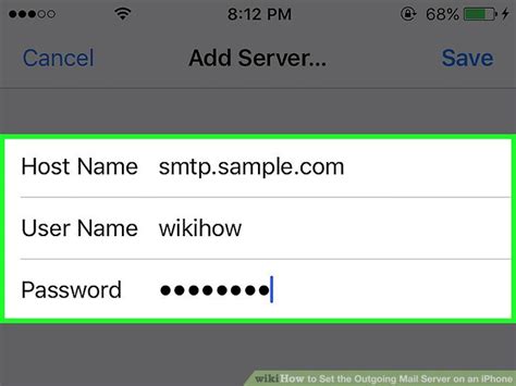 how to set up outgoing server on iphone