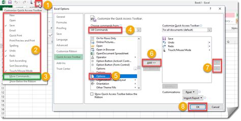 how to set up quick access toolbar in excel