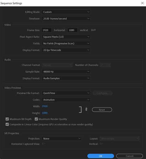 how to set up sequence in premiere pro