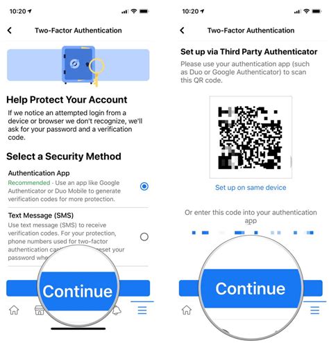 how to set up two factor authentication on facebook business page