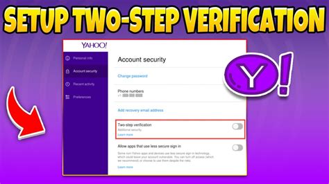 how to set up two step verification on yahoo email