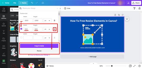 how to set width in canva