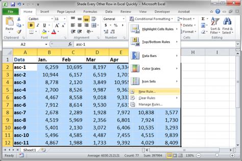 how to shade every other row in excel without conditional formatting