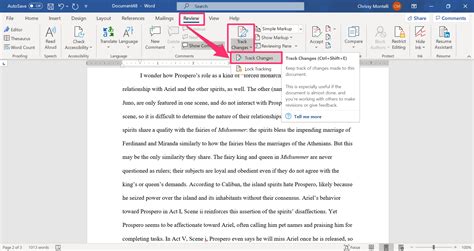 how to share a document and track changes in word
