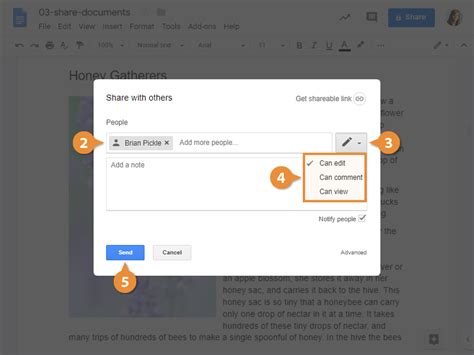 how to share a google doc in an email