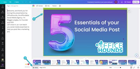 how to share canva presentation on zoom with notes