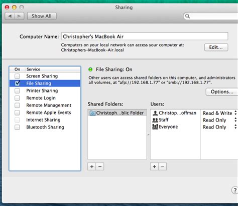 how to share files between windows and mac over network