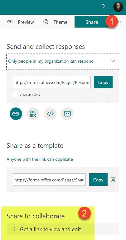 how to share microsoft forms