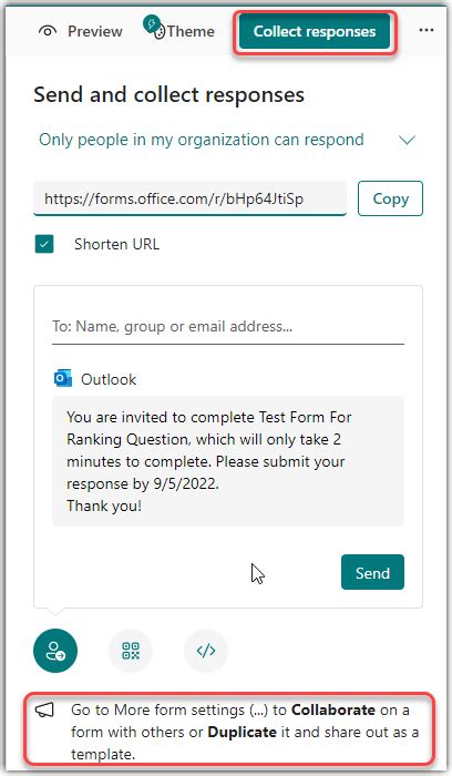 how to share microsoft forms to collect responses