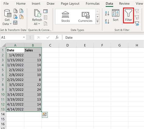 how to show filter count in excel