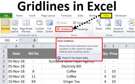 how to show gridlines in excel