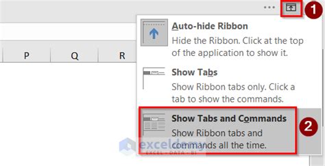 how to show menu bar in excel 2010