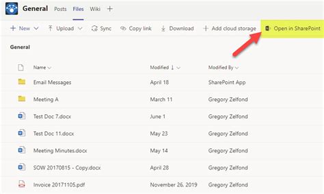 how to show sharepoint folder in teams
