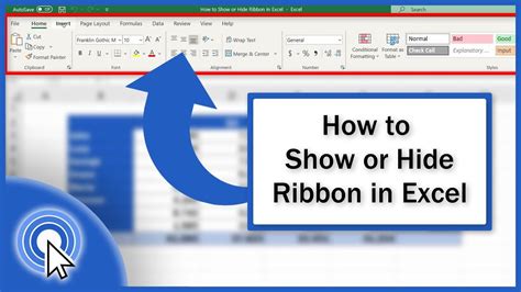 how to show toolbar ribbon in excel