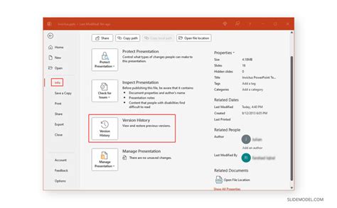 how to show version history in powerpoint