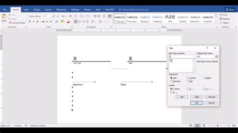 how to sign on a line in word