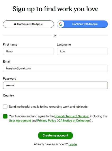 how to sign up for upwork as a freelancer