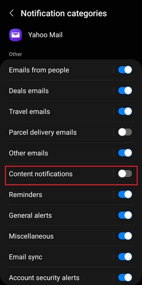 how to silence yahoo mail notification on android