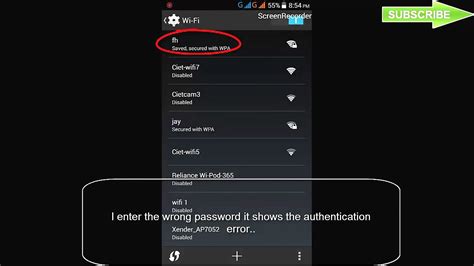 how to solve authentication problem in wifi connection in mobile