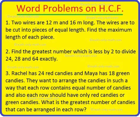 how to solve hcf word problems