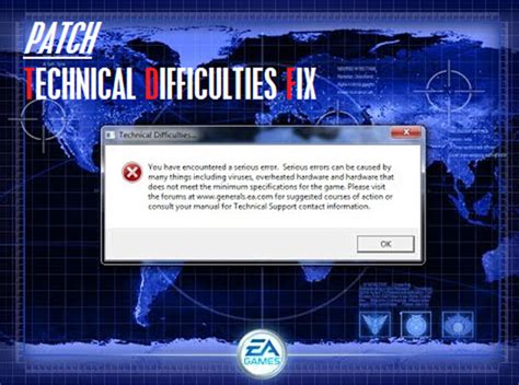how to solve technical difficulties in generals zero hour