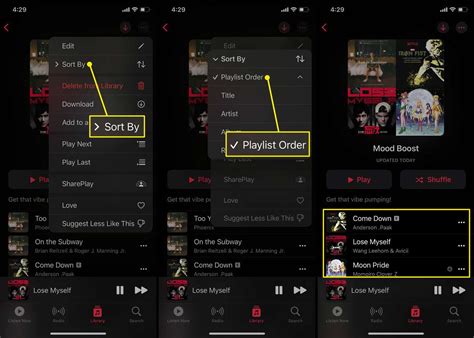 how to sort a playlist on apple music