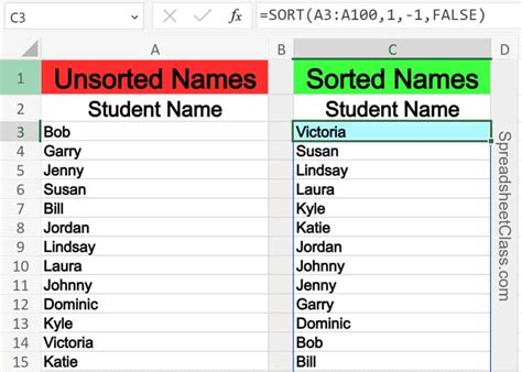 how to sort a table by last name in excel