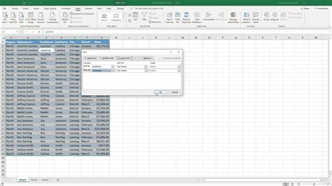 how to sort a table in excel