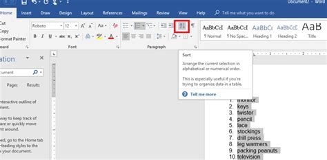 how to sort alphabetically in word mac