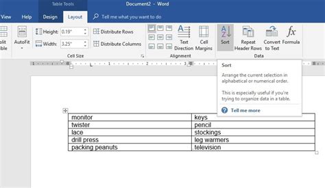 how to sort alphabetically in word on ipad