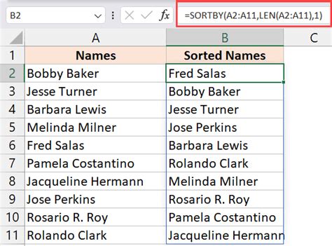 how to sort by character length in excel