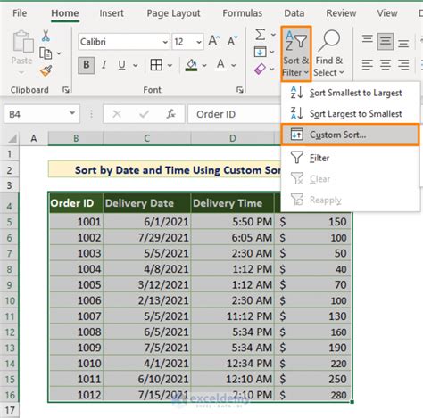 how to sort by time in excel formula