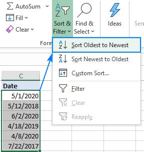 how to sort data in excel by date of birth